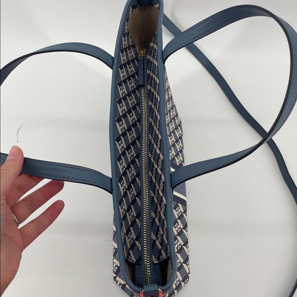Tory Burch Geo Logo Mini Zip Top Tote in Blue A15 - Picture 3 of 10